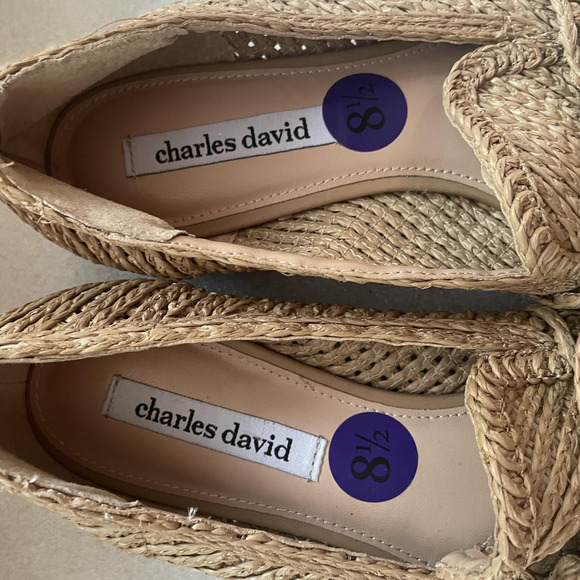 Charles David Shoes Womens Size 8.5 M Tan Finite Woven Raffia Bow Loafers Flats - Picture 9 of 9